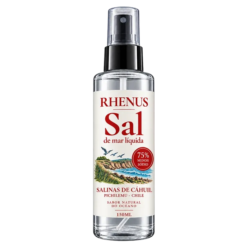 Frasco spray de 150 ml de sal de mar líquida Rhenus, de las salinas de Cáhuil, en Pichilemu